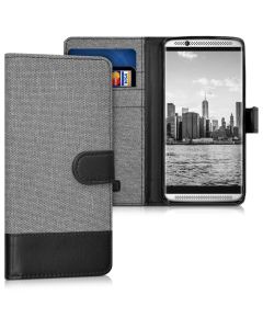 KWmobile Canvas Wallet Case (39363.22) Θήκη Πορτοφόλι με δυνατότητα Stand‏ Grey / Black (ZTE Axon 7 Mini)