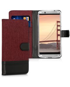KWmobile Canvas Wallet Case (39363.20) Θήκη Πορτοφόλι με δυνατότητα Stand‏ Cherry Red / Black (ZTE Axon 7 Mini)