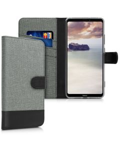 KWmobile Canvas Wallet Case (46089.01) Θήκη Πορτοφόλι με δυνατότητα Stand‏ Grey / Black (Huawei Honor Note 10)