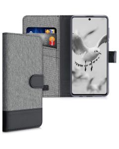 KWmobile Canvas Wallet Case (54456.22) Θήκη Πορτοφόλι με δυνατότητα Stand‏ Grey / Black (Samsung Galaxy A52 / A52s)