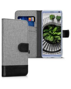 KWmobile Canvas Wallet Case (47996.01) Θήκη Πορτοφόλι με δυνατότητα Stand‏ Grey / Black (Sony Xperia 10)