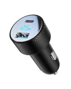 Joyroom JR-CCD01 Car Charger Type-C / USB with LED Display 53W Φορτιστής Αυτοκινήτου - Black