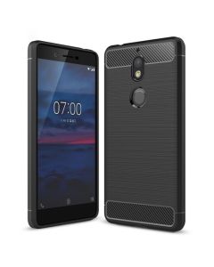 Carbon Rugged Armor Case (HSC047) Black + Tempered Glass Screen Protector (Nokia 7)