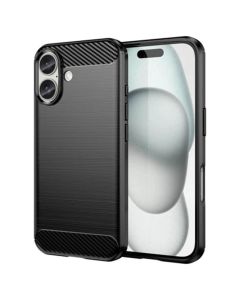 TPU Carbon Rugged Armor Case Black (iPhone 16)