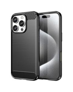 TPU Carbon Rugged Armor Case Black (iPhone 16 Pro)