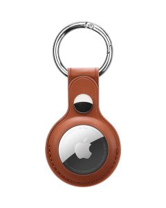 PU Leather Apple AirTag Keychain Pendant Θήκη Μπρελόκ - Brown