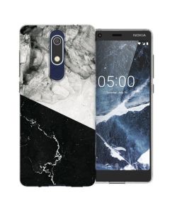 Caseflex Slim Fit Gel Case Marble (CUV-N51-Z324) Θήκη Σιλικόνης Λευκό / Μαύρο (Nokia 5.1 2018)