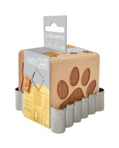 Scrap Cooking Cat Wood Cookie Stamp + Cookie Cutter (SCC-5124) Ξύλινη Σφραγίδα Μπισκότων με Σχέδια και Κουπ Πατ
