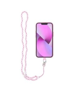 Universal Crystal Diamond Pendant Phone Strap Λουράκι Κινητού 74cm (37cm Loop) Light Pink