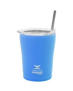 Estia Coffee Mug Save The Aegean Stainless Steel 350ml (01-12465) Ισοθερμικό Ποτήρι με Καλαμάκι - Olympic Blue