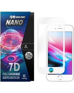 Crong 7D Nano Flexi Full Face White (CRG-7DNANO-IP8PWHT) Αντιχαρακτικό 9H Hybrid Screen Protector (iPhone 7 Plus / 8 Plus)