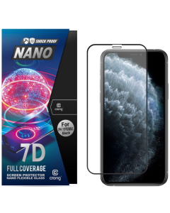 Crong 7D Nano Flexi Full Face Black (CRG-7DNANO-IPXSMAX) Αντιχαρακτικό 9H Hybrid Screen Protector (iPhone 11 Pro Max / Xs Max)