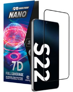 Crong 7D Nano Flexi Full Face Black (CRG-7DNANO-SGS22) Αντιχαρακτικό 9H Hybrid Screen Protector (Samsung Galaxy S22 5G)