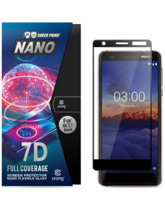 Crong 7D Nano Flexi Full Face Black (CRG-7DNANO-N31) Αντιχαρακτικό 9H Hybrid Screen Protector (Nokia 3.1 2018)