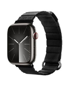 Crong Eclipse Strap Λουράκι από Οικολογικό Δέρμα (CRG-44ECL-BLK) Black για Apple Watch 38/40/41mm (1/2/3/4/5/6/7/8/9/SE)