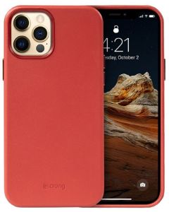 Crong Essential Eco Leather (CRG-ESS-IP1267-RED) Σκληρή Θήκη Red (iPhone 12 Pro Max)