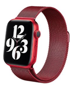 Crong Milano Stainless Steel Premium Strap (CRG-44MST-RED) Red για Apple Watch 42/44/45mm (1/2/3/4/5/6/7/SE)