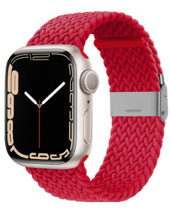 Crong Wave Band Premium Υφασμάτινο Πλεκτό Λουράκι (CRG-40WAV-RED) Red για Apple Watch 38/40/41mm (1/2/3/4/5/6/7/SE)