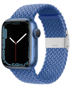Crong Wave Band Premium Υφασμάτινο Πλεκτό Λουράκι (CRG-44WAV-BLU) Blue για Apple Watch 42/44/45/49mm (1/2/3/4/5/6/7/8/9/SE/ULTRA)