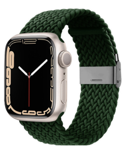 Crong Wave Band Premium Υφασμάτινο Πλεκτό Λουράκι (CRG-44WAV-GRN) Green για Apple Watch 42/44/45mm (1/2/3/4/5/6/7/SE)
