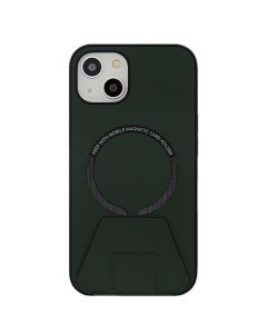 Devia Randy MagSafe PU Leather Kickstand Case Σκληρή Θήκη με TPU Bumper Army Green (iPhone 14 Plus)