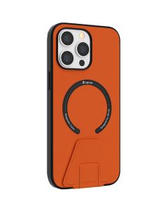 Devia Randy MagSafe PU Leather Kickstand Case Σκληρή Θήκη με TPU Bumper Orange (iPhone 14 Pro)