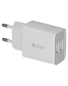 Devia Smart Wall Charger 2xUSB-A 12W Αντάπτορας Φόρτισης Τοίχου 2.4A - White