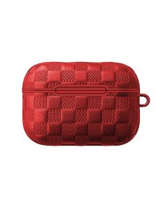 Devia Woven Pattern PU Leather Case Θήκη Μεταφοράς για τα Apple AirPods Pro - Red