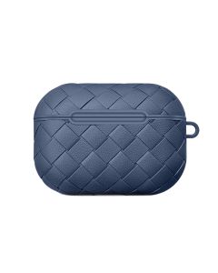 Devia Woven2 Pattern PU Leather Case Θήκη Μεταφοράς για τα Apple AirPods Pro - Blue