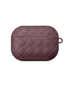 Devia Woven2 Pattern PU Leather Case Θήκη Μεταφοράς για τα Apple AirPods Pro - Brown