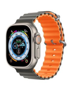 Devia Deluxe Sport6 Strap Grey / Orange - Λουράκι Σιλικόνης για Apple Watch 44/45/46/49mm (4/5/6/7/8/9/10/11/SE/ULTRA 1/2/3) - MT81269