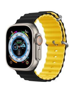Devia Deluxe Sport6 Strap Black / Yellow - Λουράκι Σιλικόνης για Apple Watch 44/45/46/49mm (4/5/6/7/8/9/10/11/SE/ULTRA 1/2/3) - MT81271