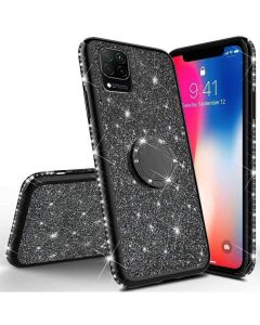 Diamond Ring Case με Electro Bumper και Glitter - Black (Huawei Y5P / Honor 9s)