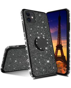 Diamond Ring Case με Electro Bumper και Glitter - Black (iPhone 12 Mini)
