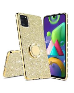 Diamond Ring Case με Electro Bumper και Glitter - Gold (Samsung Galaxy M51)