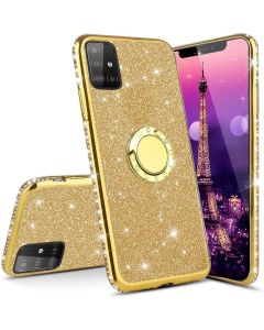 Diamond Ring Case με Electro Bumper και Glitter - Gold (Samsung Galaxy S10 Lite)