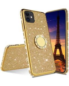 Diamond Ring Case με Electro Bumper και Glitter - Gold (iPhone 12 Mini)