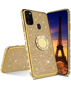 Diamond Ring Case με Electro Bumper και Glitter - Gold (Samsung Galaxy A21s)