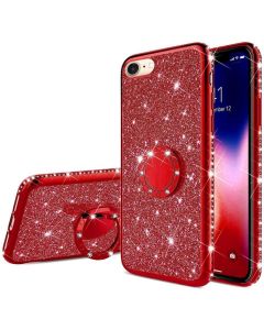 Diamond Ring Case με Electro Bumper και Glitter - Red (iPhone 7 / 8 / SE 2020)