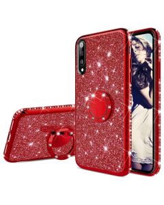 Diamond Ring Case με Electro Bumper και Glitter - Red (Xiaomi Mi9 SE)