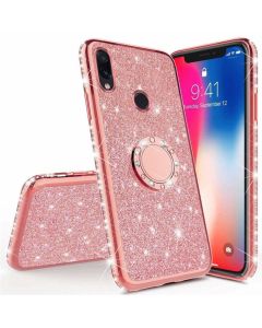 Diamond Ring Case με Electro Bumper και Glitter - Rose Gold (Motorola Moto E6 Plus)