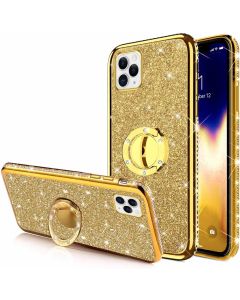 Diamond Ring Case με Electro Bumper και Glitter - Gold (iPhone 11)