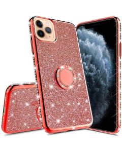Diamond Ring Case με Electro Bumper και Glitter - Red (iPhone 11 Pro)