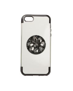 Diamond Stand TPU Silicone Case - Θήκη Σιλικόνης Clear / Black (iPhone 5 / 5s / SE)
