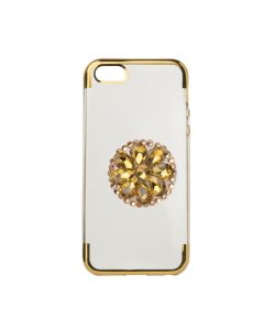 Diamond Stand TPU Silicone Case - Θήκη Σιλικόνης Clear / Gold (iPhone 5 / 5s / SE)