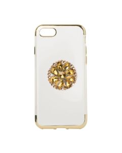 Diamond Stand TPU Silicone Case - Θήκη Σιλικόνης Clear / Gold (iPhone 7 / 8 / SE 2020 / 2022)