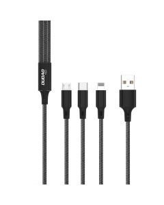 Dudao TGL2 3 in1 Cable USB to Lightning / Type-C / micro USB 6A Καλώδιο Φόρτισης 1m - Black