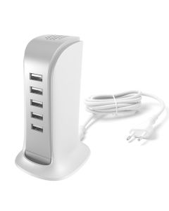 Dudao A5EU Wall Charger 5x USB Built-in Power Cable Φορτιστής - White