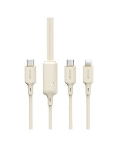 Dudao L7SE 2in1 Cable Type-C to Lightning / Type-C 66W Καλώδιο Φόρτισης 1.2m - Beige