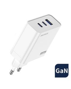 DUX DUCIS C90 GaN Fast Wall Charger USB-A 65W / 2x Type-C  PD QC 3.0 Αντάπτορας Φόρτισης - White